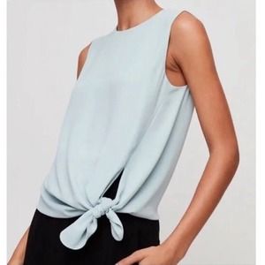 Aritzia Babaton Hopkins Blue Asymmetrical Tie Waist‎ Sleeveless Tank Top Small